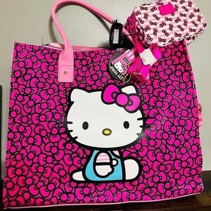 Hello Kitty Sanrio Pink Weekender Tote & Crossbody Travel Bag 3-Piece Set NWT